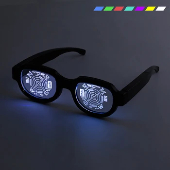 SO & EI Светодиодные светящиеся очки Винтажные панк Мужские женские Фестивальные вечерние KTV Bar Красочные светящиеся очки Перезаряжаемые Квадратные очки