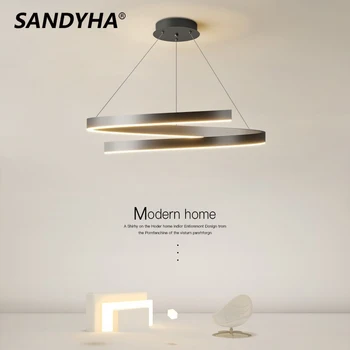 SANDYHA Новая минималистичная круглая кольцевая люстра Современная скандинавская светодиодная лампа для спальни гостиной внутреннего декора Подвесные светильники