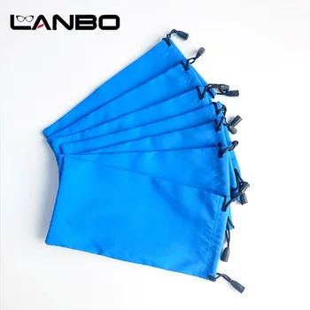 LANBO 100 шт./лот, футляр для контактных линз, футляр для очков, мягкая водонепроницаемая клетчатая ткань, Оптовая продажа, футляр для солнцезащитных очков, сумка для очков синего цвета S23