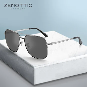 Солнцезащитные очки ZENOTTIC от бренда Pilot, Мужские солнцезащитные очки в металлической оправе с поляризованными очками HD, Женские Квадратные солнцезащитные очки для вождения UV400 с антибликовым покрытием