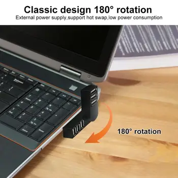 3-Портовый USB-концентратор Multi 2.0, мини-USB-концентратор, высокоскоростной разветвитель с поворотом, адаптер для ноутбуков HP Macbook, Аксессуары для ПК