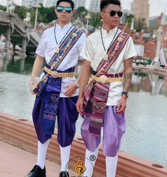 Летняя тайская одежда, мужской костюм, традиционный винтажный костюм для фестиваля Сонгкран