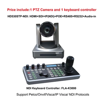 HD видеоконференция с 30-кратным оптическим зумом, камера вещания NDI POE SDI PTZ с контроллером джойстика IP Visca Pelco 4D