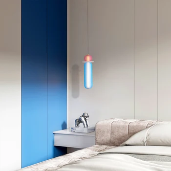 Минималистичная прикроватная люстра из витражного стекла в скандинавском стиле для гостиной, спальни, столовой, дизайнерская комбинированная декоративная люстра