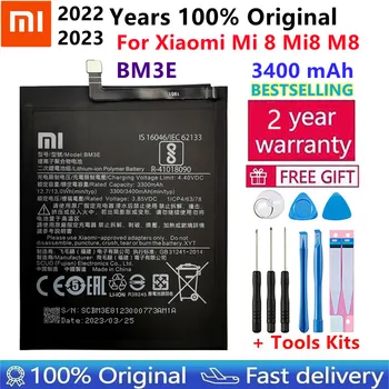 2023 Года 100% Оригинальный аккумулятор для телефона BM3E для Xiaomi Mi 8 Mi8 M8, настоящий высококачественный сменный аккумулятор емкостью 3400 мАч