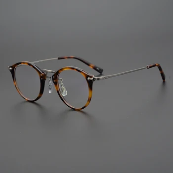 Классические Круглые Оптические очки в японской Оправе ручной работы, Мужские И женские Ацетатные Очки по рецепту, Титановые очки для работы при близорукости