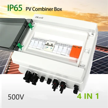 Солнечная Фотоэлектрическая Панель PV Combiner Box 2 String 500V 4 Sting in 1 Out Водонепроницаемая Пластиковая Распределительная Коробка Молниезащита