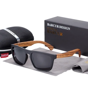 BARCUR Оригинальные поляризованные бамбуковые солнцезащитные очки для мужчин Zebra Деревянные солнцезащитные очки Oculos