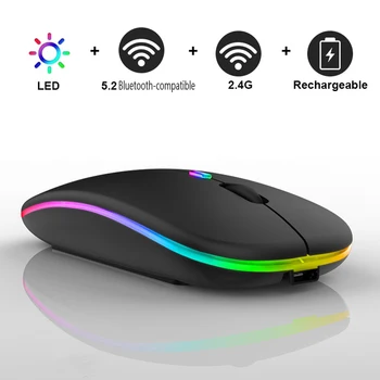 10 шт. Беспроводная мышь RGB, перезаряжаемая, совместимая с Bluetooth, Компьютерные мыши, эргономичная игровая система со светодиодной подсветкой, бесшумная для портативных ПК