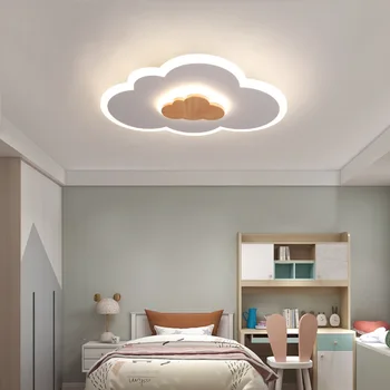 Новая белая светодиодная потолочная лампа для детской Комнаты, Деревянная мультяшная модная лампа для спальни, простая современная комната принцессы для мальчиков и девочек, облачные светильники