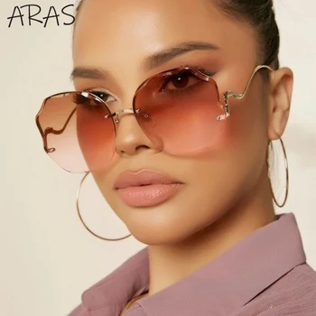 Модные солнцезащитные очки неправильной формы, женские круглые солнцезащитные очки большого размера для дам, градиентные линзы Uv400, трендовые полигональные очки