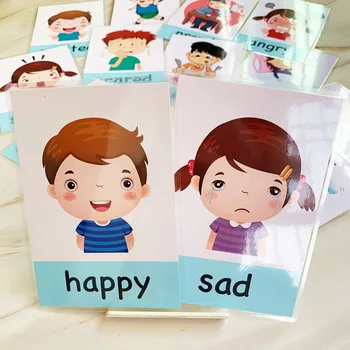Детские Игрушки Монтессори, обучающая карта с эмоциями, погодой, Мультяшные флеш-карты на английском языке, обучающие игрушки для детей, развивающие игрушки для детей