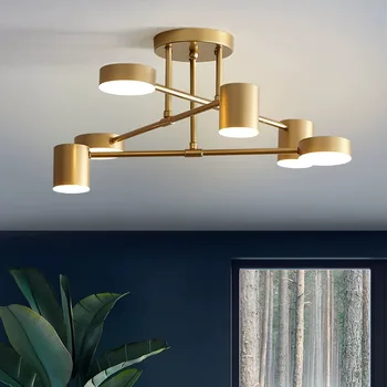 Современный золотой потолочный светильник для спальни Aipite, простые светодиодные декоративные лампы для обеденного стола в гостиной