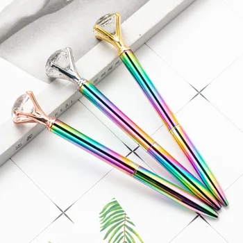 20 штук высококачественной шариковой ручки с кристаллами, Круглые цветные бриллианты, Металлический материал, красивая ручка 1,0 мм, канцелярские принадлежности для студентов, подарок