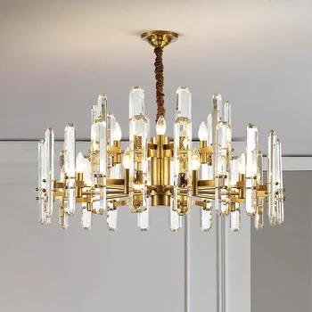 Светодиодные фонари Современная роскошная хрустальная люстра в американском стиле освещение столовой вилла кровать гостиная декоративная