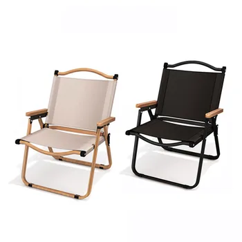 2шт Складной стул цвета Хаки портативный походный стул из алюминиевого сплава с древесным зерном Складной стул туристическое снаряжение Comite chair