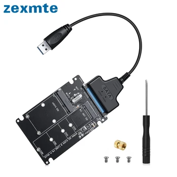 Zexmte M.2 NGFF-адаптер SATA 2 в 1 MSATA USB A/C 3,0-Кабель SATA III Для Портативных ПК 2,5-дюймовый Конвертер жесткого диска Adaptador