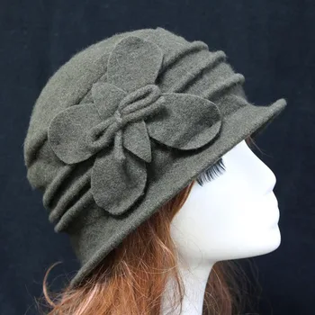 2018 100% Шерстяная шапка Осень-Зима, Женская мягкая шапка среднего возраста, Женская Европейская шапка с куполом, Войлочная шапка 