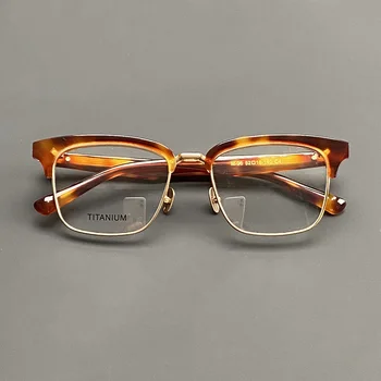 Высококачественные очки-раскладушки в полукадровой оправе Мужские очки по рецепту изготовляются в оптической оправе из чистого титана с квадратной ацетатной оправой