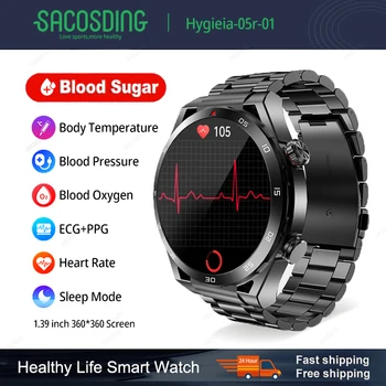 Неинвазивный Уровень сахара в крови ЭКГ + PPG Смарт-Часы Bluetooth Вызов Автоматический Инфракрасный Кислород В крови Частота сердечных сокращений Артериальное Давление Smartwatch