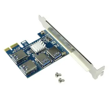 4-портовый адаптер PCI-E к USB PCI-E X1 к USB 3.0 Riser Card Extender Плата для Майнинга Графической видеокарты Для Bitcoin Litecoin