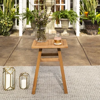 Деревянный Открытый столик для патио с шевронным дизайном, коричневый стол, портативный стол, стол для кемпинга