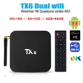 TX6 Android tv box H6 Четырехъядерный 2G 16G 32G 64G Android 9,0 2,4G 5G Wifi USB 3,0 BT 6K медиаплеер Google Телеприставка