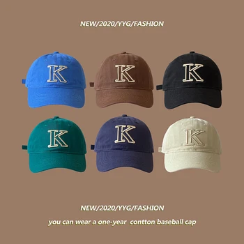 INS Корейский модный бренд, бейсболка с вышивкой буквой K, мягкая бейсболка с верхом, мужская и женская осенне-зимняя простая маленькая кепка с козырьком