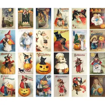 Художественная бумага, Открытки на Хэллоуин, Подарочные Прямоугольные Поздравительные открытки с тыквой, Винтажные открытки с надписью на тыкве для девочек