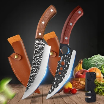 Кованые Кухонные Ножи шеф-повара ручной работы, Разделочные Ножи, Рыболовный Нож, Нож для разделки мяса из нержавеющей стали, Нож для разделки мяса, Охотничьи Ножи