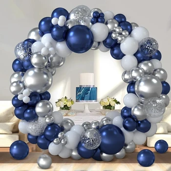 Голубая Гирлянда из Макаронных Конфетти с воздушными шарами, С Днем Рождения, Комплект для Арки, Украшение для душа ребенка, Декор для свадебной вечеринки