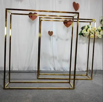 8шт Блестящий золотой прямоугольный металлический каркас свадебный цветочный стеллаж украшение центра стола свадебное украшение