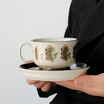 Французская ретро-антикварная керамика ручной работы, кофейные чашки и блюдца с ручной росписью, американский дизайн, нишевый высококачественный послеобеденный чай