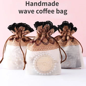 Новая элегантная кофейно-коричневая кружевная сумка на шнурке ручной работы- идеальная подарочная упаковка для праздничных украшений и аксессуаров