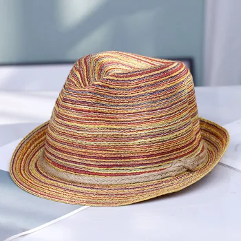 Новая Натуральная Панама, Мягкая Соломенная шляпа, Летние Женские солнцезащитные шляпы, Мужская Пляжная Солнцезащитная Кепка с защитой от Ультрафиолета, соломенная фетровая шляпа, радужная кепка из РАФИИ