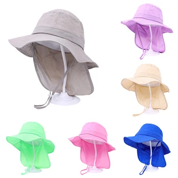 Детская летняя шляпа для мальчиков и девочек, высококачественные однотонные регулируемые мягкие дышащие шляпы-ведерки от Солнца для детей 3-12 лет