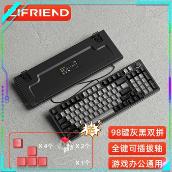 Zifriend 98 Клавишная Проводная USB Механическая клавиатура с RGB Подсветкой ABS Мультимедийная ручка Горячей замены Геймерский офис Персональный Ключ Компьютерный Acc