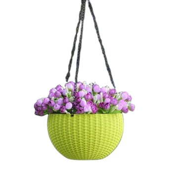 Современный горшок для комнатных растений с ротанговой поверхностью, Самополивающаяся Подвесная корзина, Цветочный горшок для украшения балкона