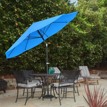 Зонт для патио Pure Garden с автоматическим наклоном, Алюминий 10 футов, Легко поворачивается, Блестящая Голубая мебель для патио