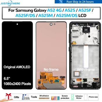 Оригинальный AMOLED Для Samsung Galaxy A52 4G A525 A525F A525M Pantalla ЖК-дисплей Сенсорная Панель Экран Дигитайзер Сборка Ремонт ЖК-дисплея