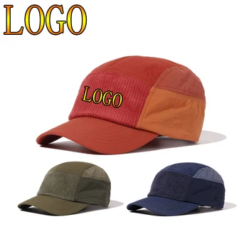 Бейсболка Унисекс с индивидуальным логотипом, Вельветовая бейсболка для мужчин, Регулируемые Кепки для Дальнобойщиков, Шляпа с пятью листьями, Шляпы, подходящие по цвету
