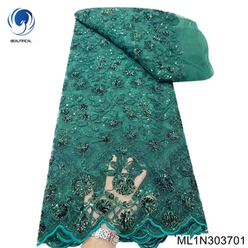 Классические качественные товары, вышивка, французское тюлевое кружево с африканскими блестками, кружевная ткань для вечернего платья ML1N3037