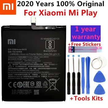100% Оригинальный Xiao Mi Оригинальный сменный аккумулятор BN39 для Xiaomi Mi Play Аутентичный аккумулятор для мобильных телефонов емкостью 3000 мАч