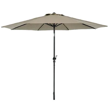 9-футовый большой открытый зонт для патио с кнопкой наклона, открытой рукояткой и полным охватом дуги 108 дюймов, цвета хаки