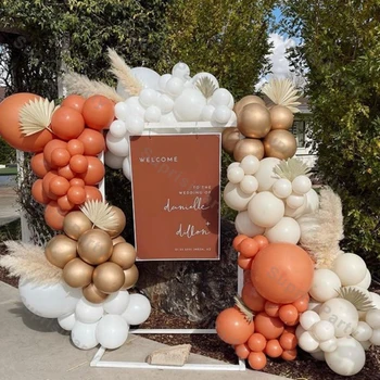 Двойные Матовые оранжевые воздушные шары, Гирлянда, Свадебное украшение, арка из воздушных шаров кремово-персикового цвета, натуральный песок, декор для детского душа, Декор для Дня рождения