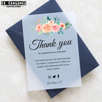 Изготовленные на заказ открытки из сернокислотной бумаги Спасибо за Малый бизнес Персонализированный Логотип Приглашение на свадьбу Поздравительная открытка на День рождения