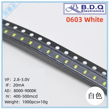 0603 Белый SMD светодиодный светильник 1608 со светодиодной подсветкой высокого качества 100шт