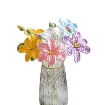 5 шт. Имитация цветка масляного Тунга Искусственный цветок DIY Украшение Ручной работы из шерсти, вязаный крючком Букет цветов Подарок для подруги