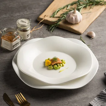 Неглубокое блюдо в форме цветка, креативная ресторанная тарелка для стейка, десертная тарелка, керамическая гостиничная посуда, художественное концептуальное блюдо в стиле ins