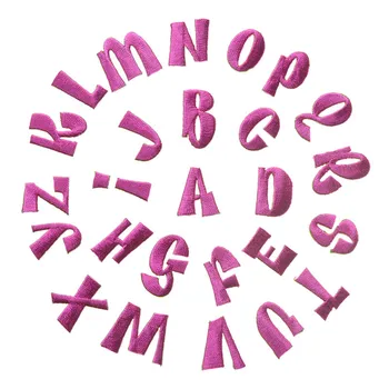 Розово-красные английские буквы алфавита, вышитые нашивки, аппликация из железных букв для одежды, сумки, аксессуары 